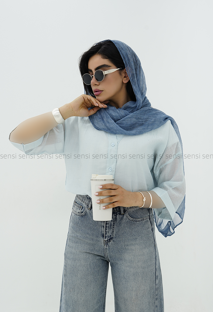 شومیز شیشه ای یقه هفت کد 1005994